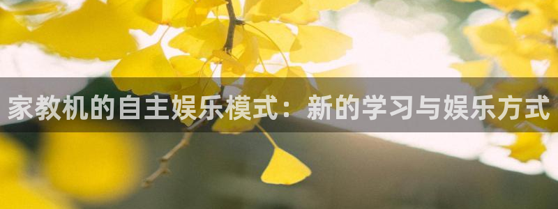 蓝图娱乐登录网：家教机的自主娱乐模式：新的学习与娱乐方式